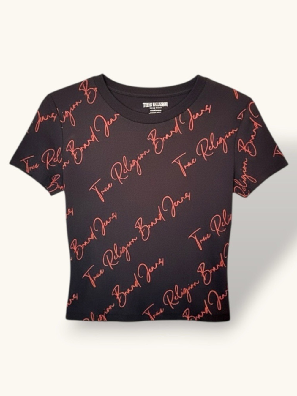True Religion Black Ribbed Baby Tee Large